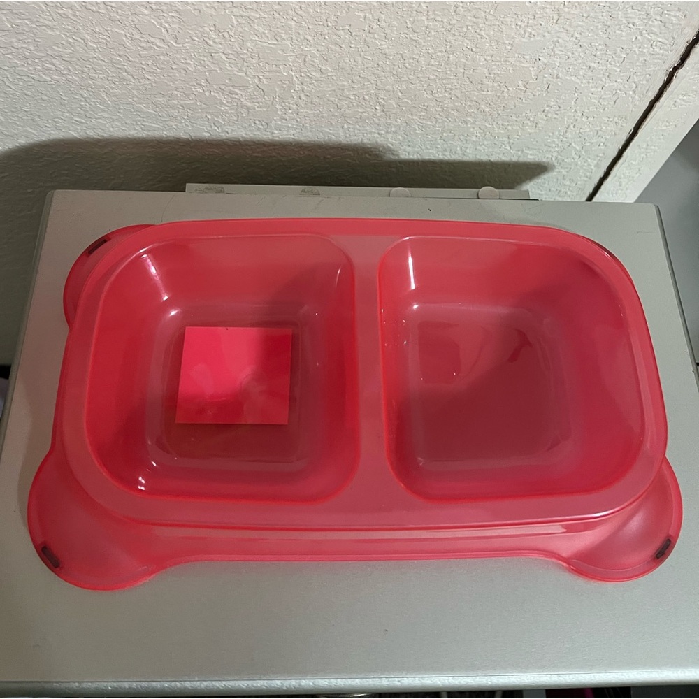 Divided Bowl Red Non-Skid Food & Water Pet Cat Dog Bowl 16oz Divided Dish
